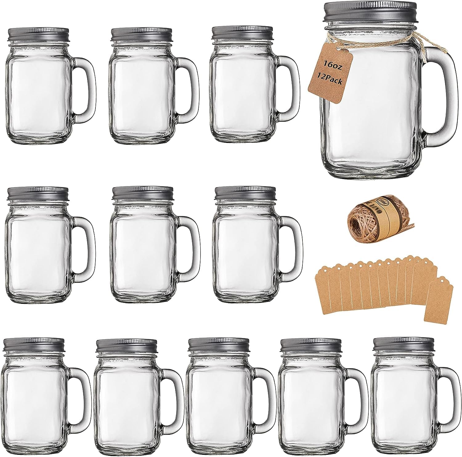 TANGLONG 16oz mason jar cups with handles and lids for easy on the go drinks.