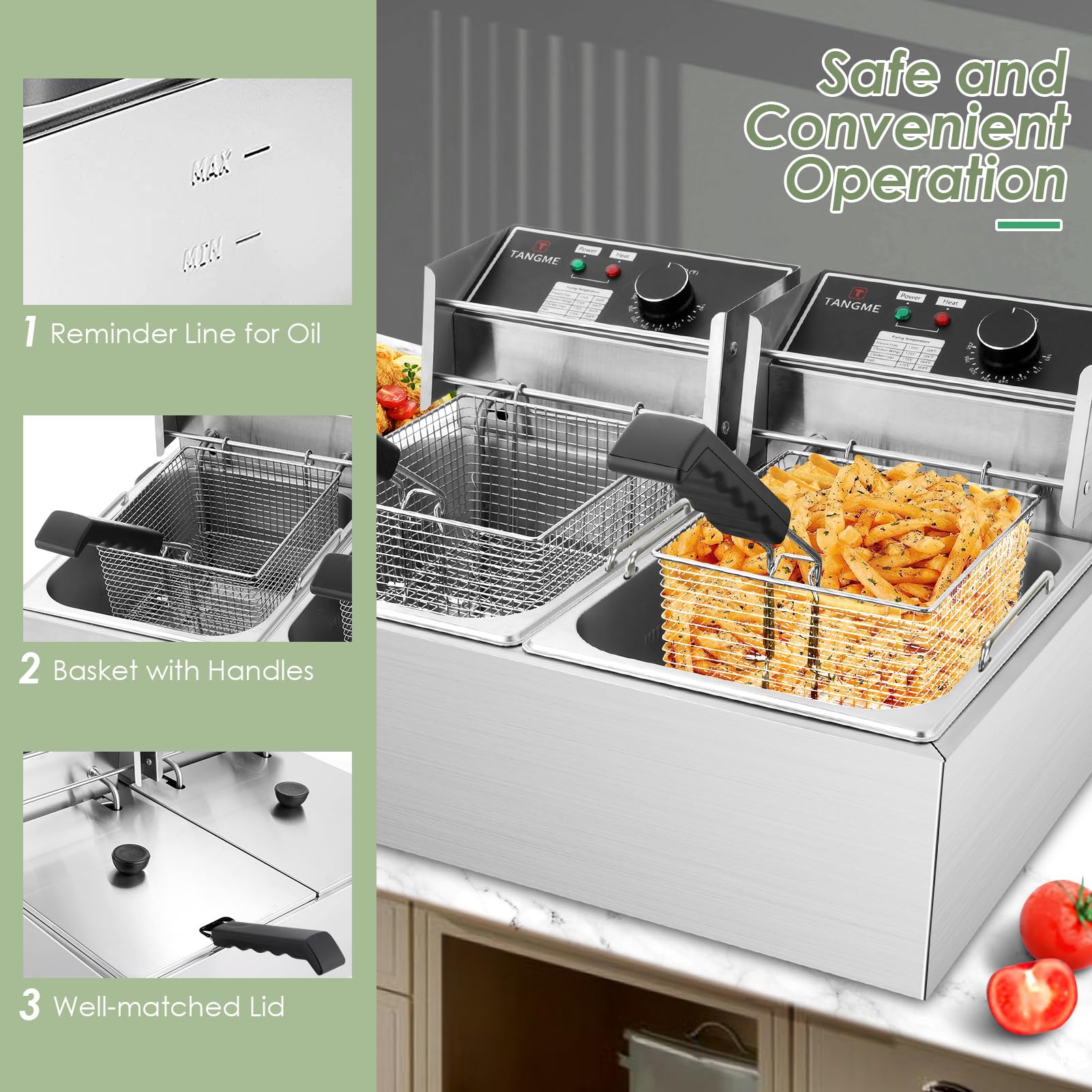 TANGME 20.7QT capacity supports high-volume kitchen workloads