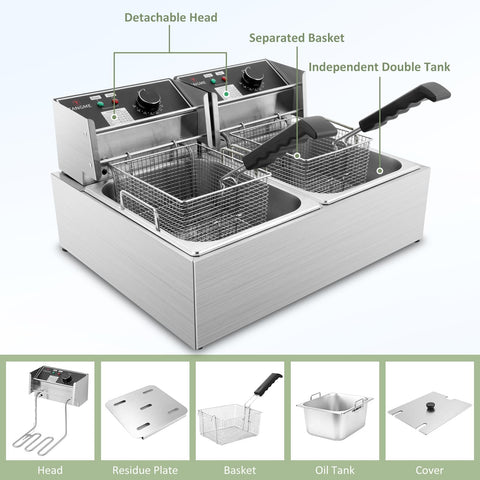 TANGME fryer baskets with hooks for mess-free draining