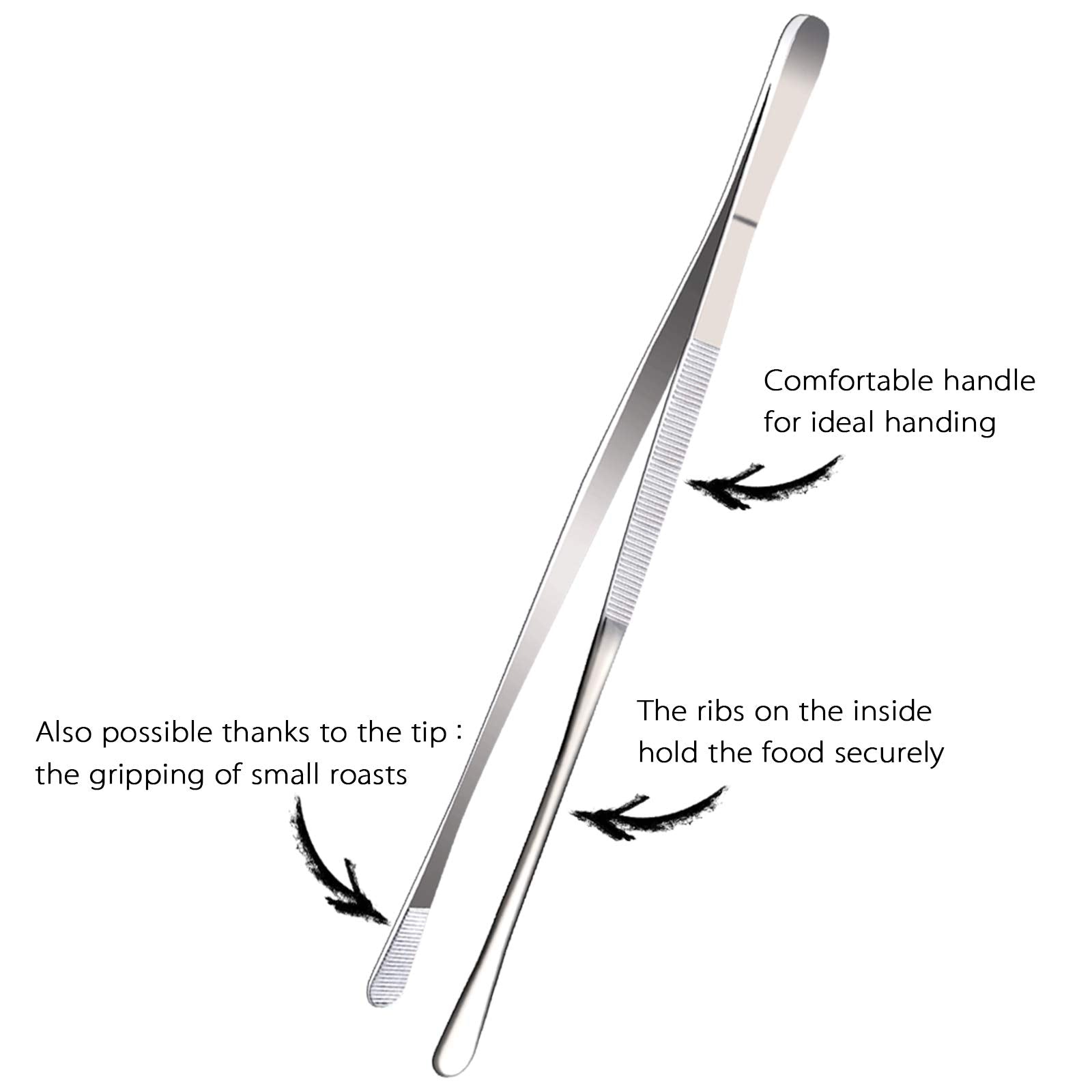 Tangoowal 12-inch extra-long stainless steel tweezers for reach.