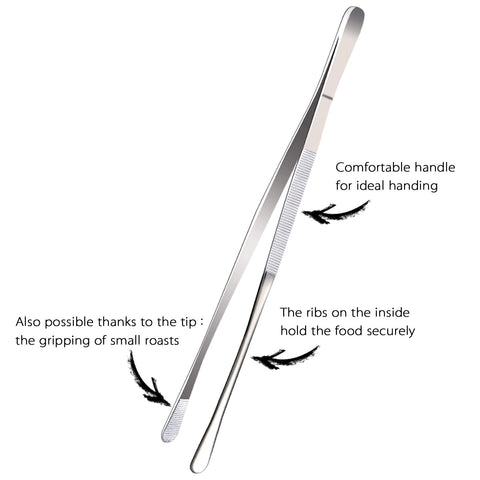 Tangoowal 12-inch extra-long stainless steel tweezers for reach.
