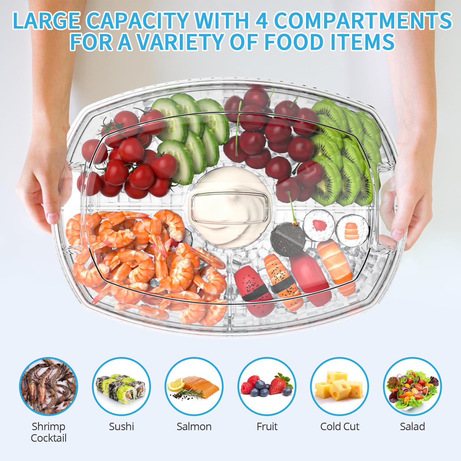 Tangyinus Ice Chilled Party Platter wide-mouth tray for easy cleaning