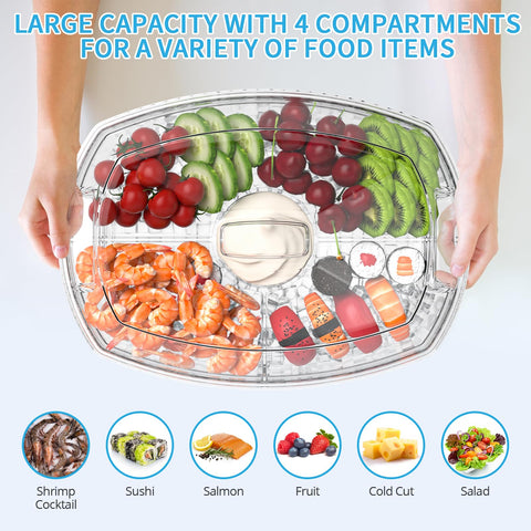 Tangyinus Ice Chilled Party Platter wide-mouth tray for easy cleaning