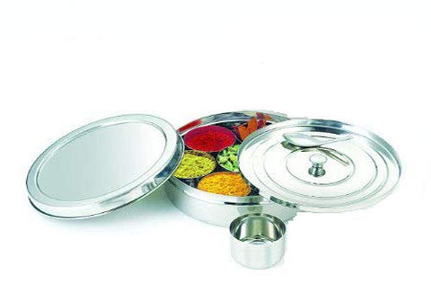 Tanish Trading masala dabba ideal for authentic Indian cooking in home kitchens.