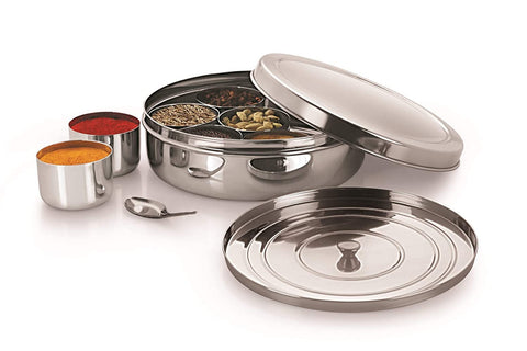 Tanish Trading spice box with seven compartments and spoon for easy prep.