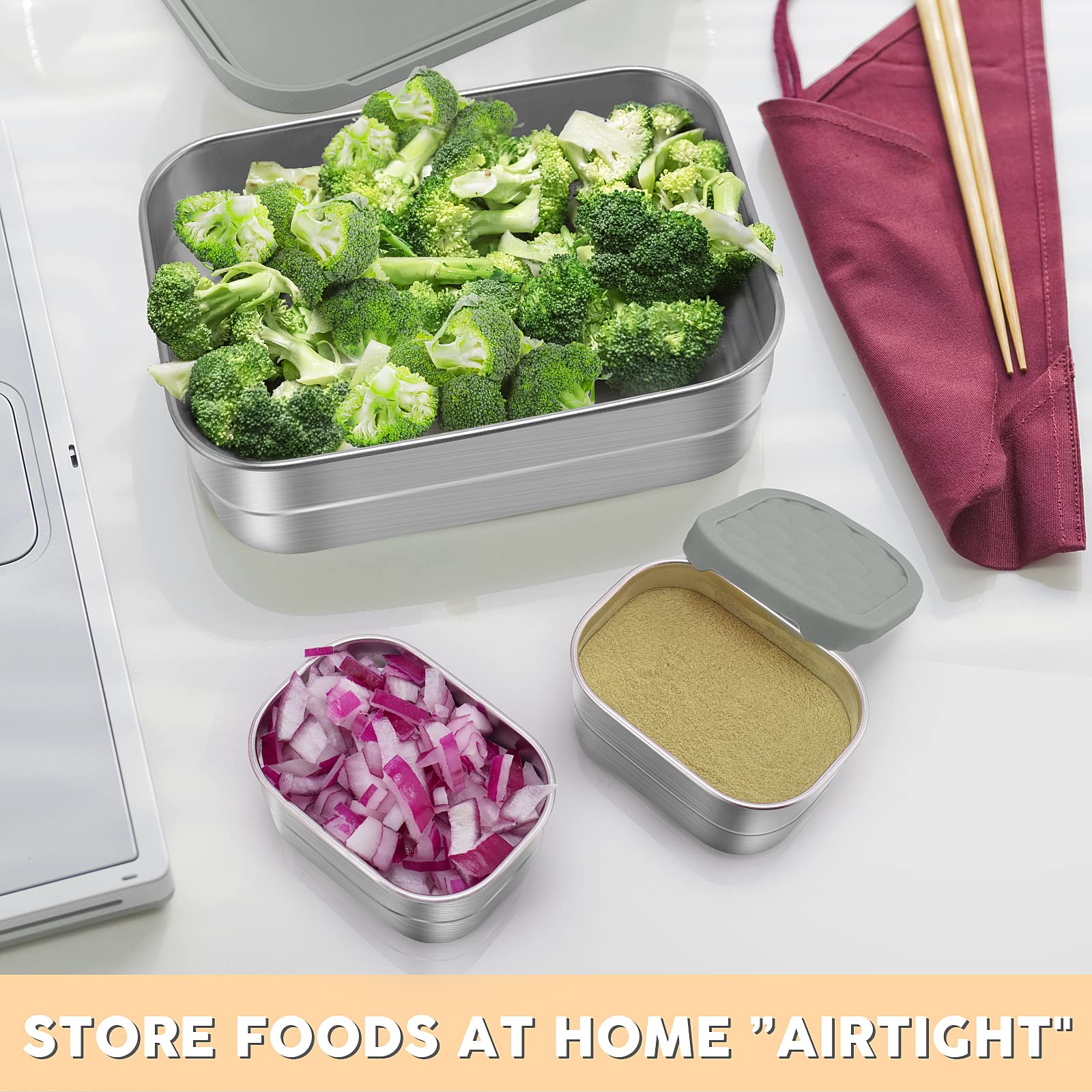 Tanjiae dishwasher-safe metal lunch containers for easy cleaning.