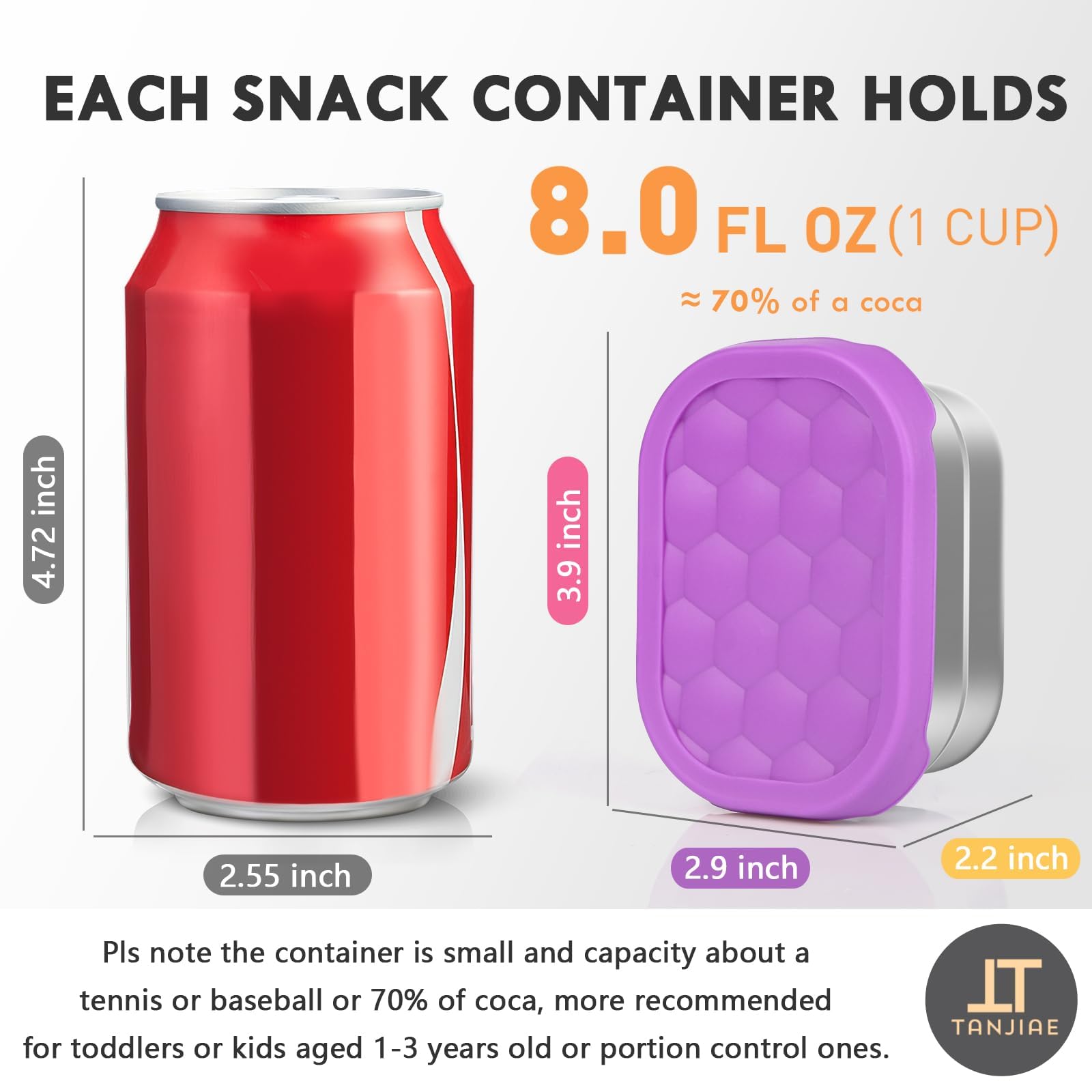 Tanjiae 8oz snack container with silicone lid provides a secure seal