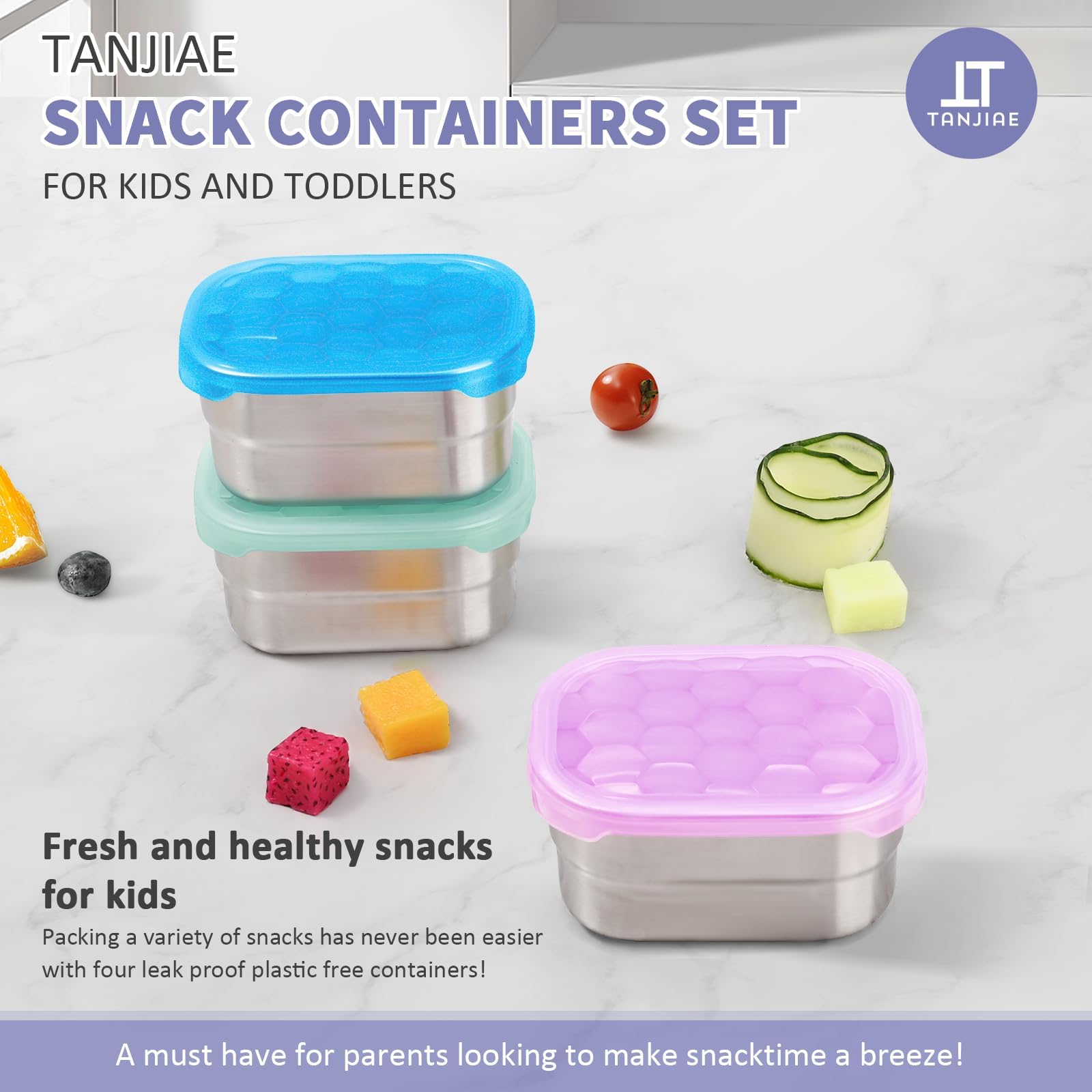 Tanjiae Snack Pro stackable containers illustrate space-saving design for fridge organization.