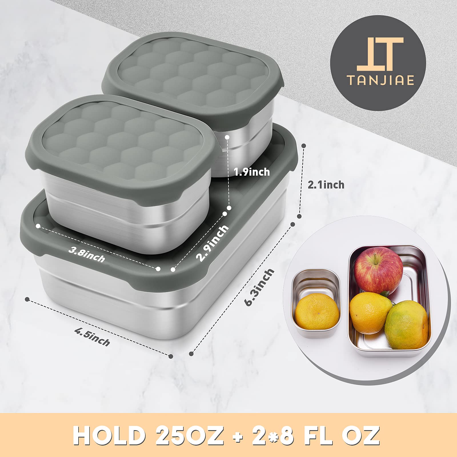Tanjiae stainless lid close demonstrates leak-proof seal for mess-free transport.