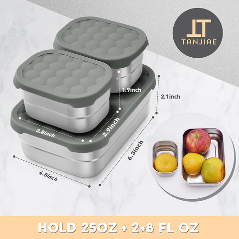 Tanjiae stainless lid close demonstrates leak-proof seal for mess-free transport.