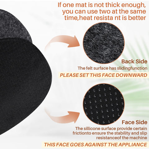 Tanlade felt-backed protector shields counters from heat marks and wear.