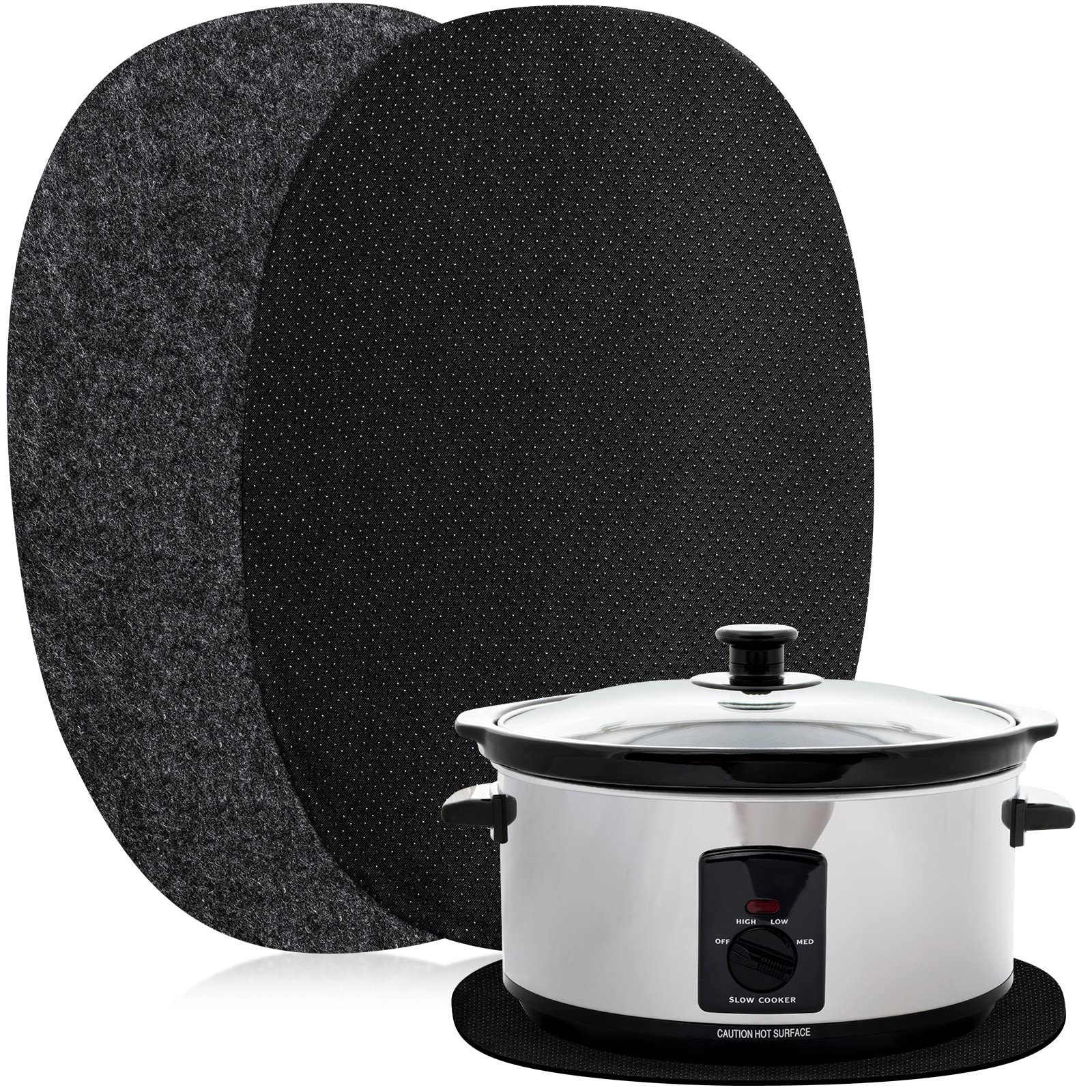 Tanlade oval slow cooker mat protects countertops for 6-8 qt with stable non-slip grip.
