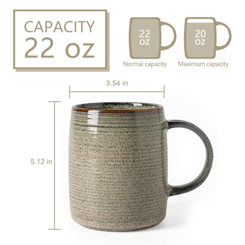TaoTaojarvie wide-bottom 22oz mug for stable, balanced pouring
