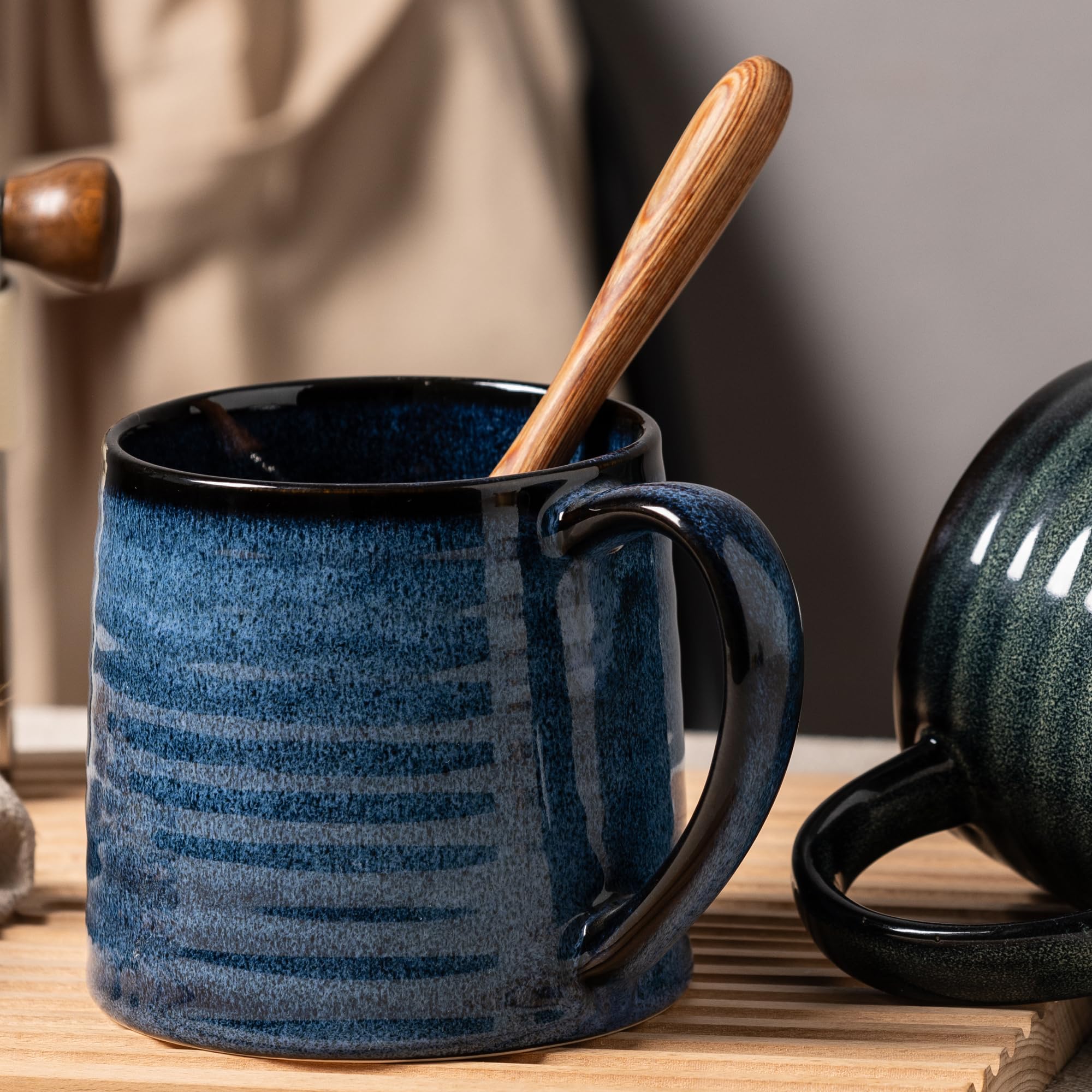TaoTaojarvie mug featuring transmutation glaze patterns