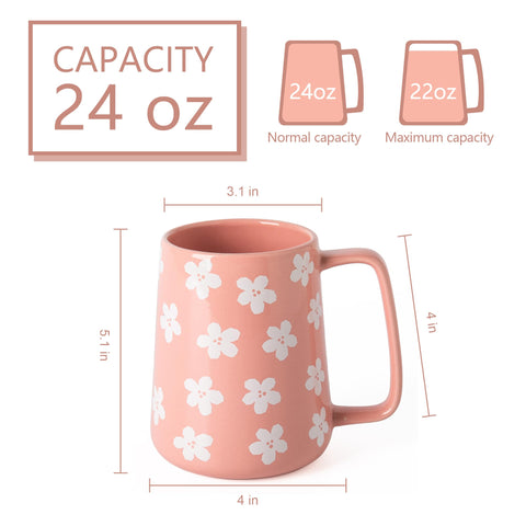 TaoTaojarvie 24oz mug with wide bottom provides stable placement on busy desks.