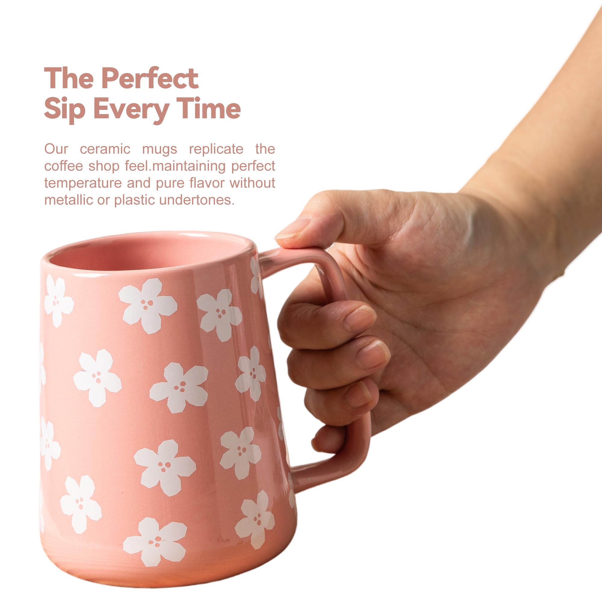 TaoTaojarvie mug's large handle improves grip for comfortable sipping.