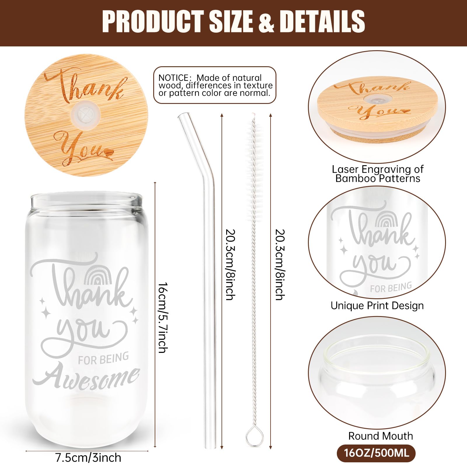 TAOZIM glass straws 16-pack arranged for premium sipping