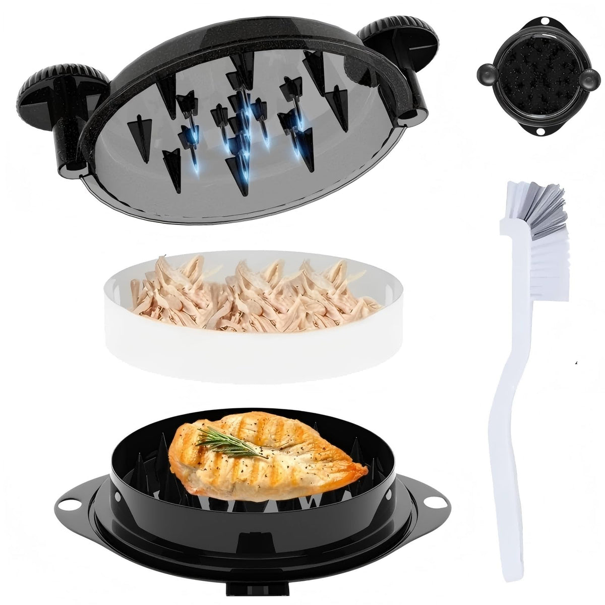 TAREG Chicken Shredder Tool Twist Large claws shredding cooked chicken quickly for meal prep.
