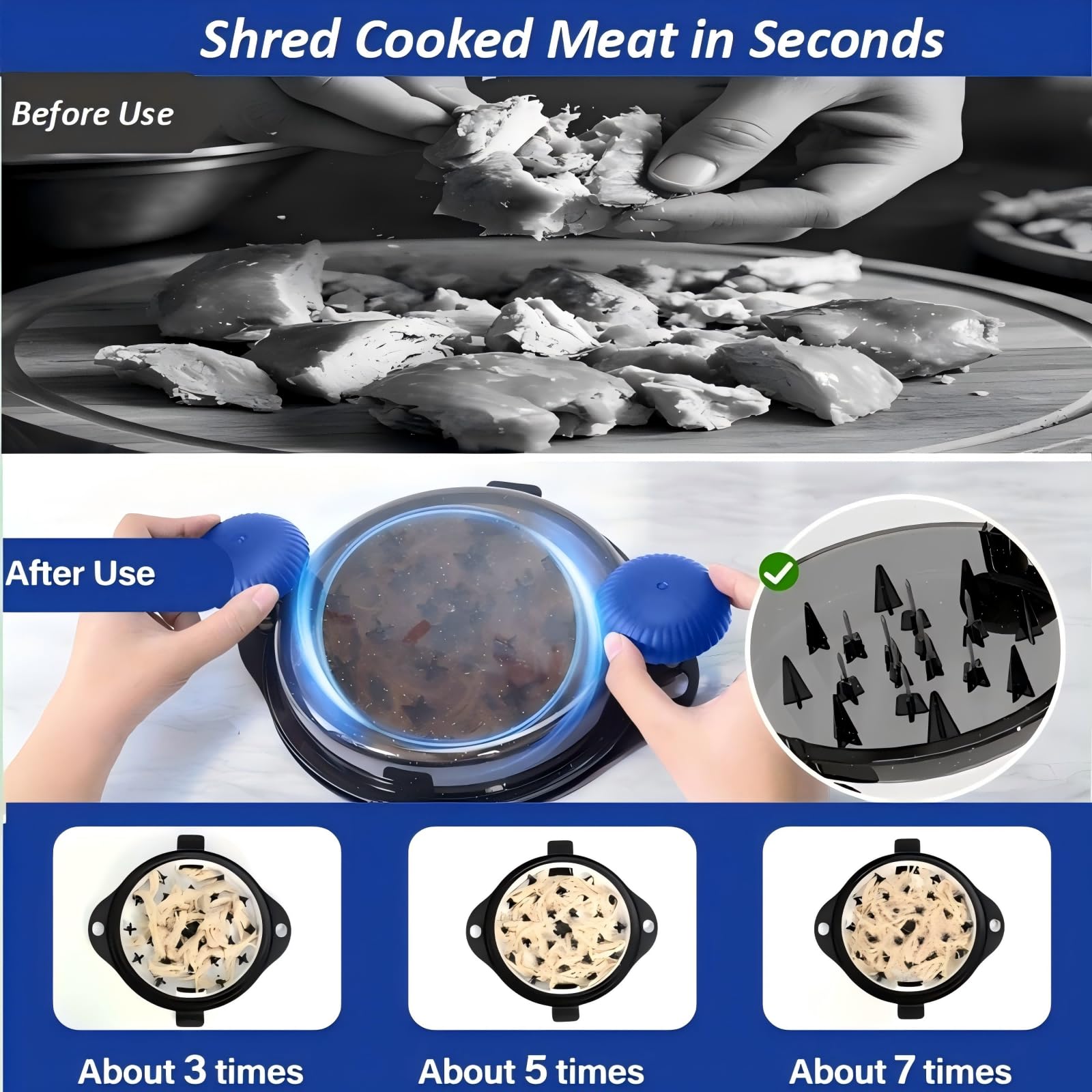 TAREG Twist Pro removable plate enables quick unloading of shredded meat during prep