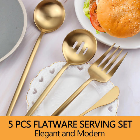 Targzier gold 5-piece serving set, durable and stylish for gatherings