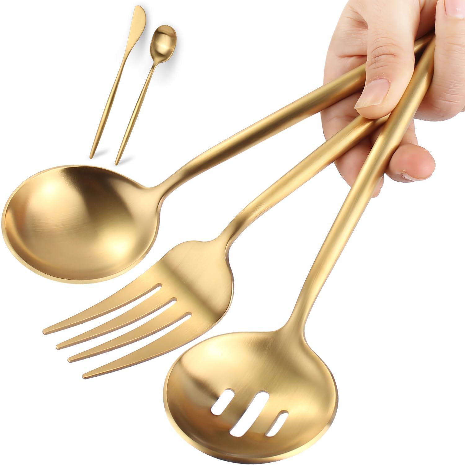 Targzier gold serving fork, durable stainless steel for elegant buffets