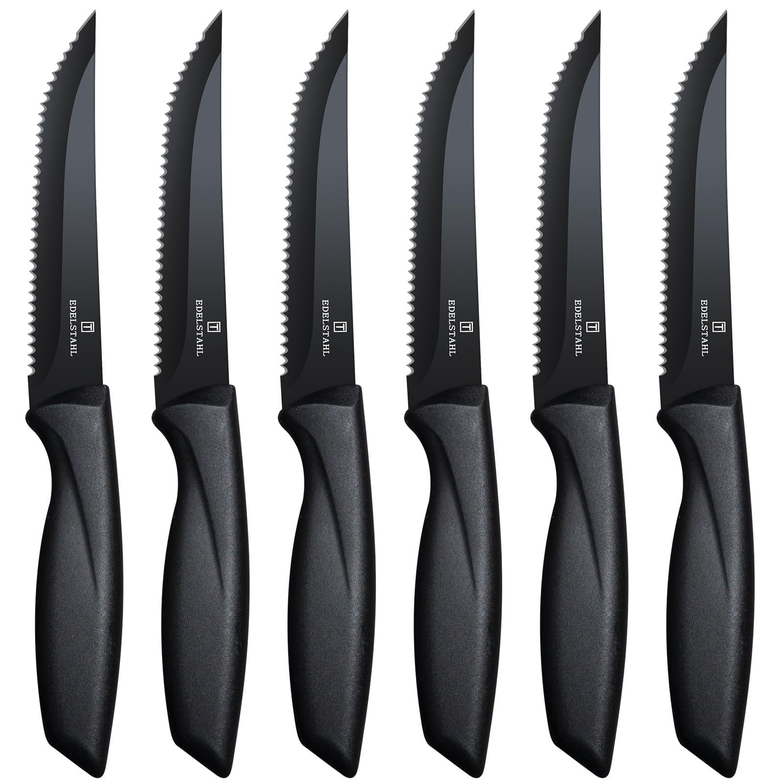 Targzier premium steak knives set 6 black with razor-sharp blades for precise cuts