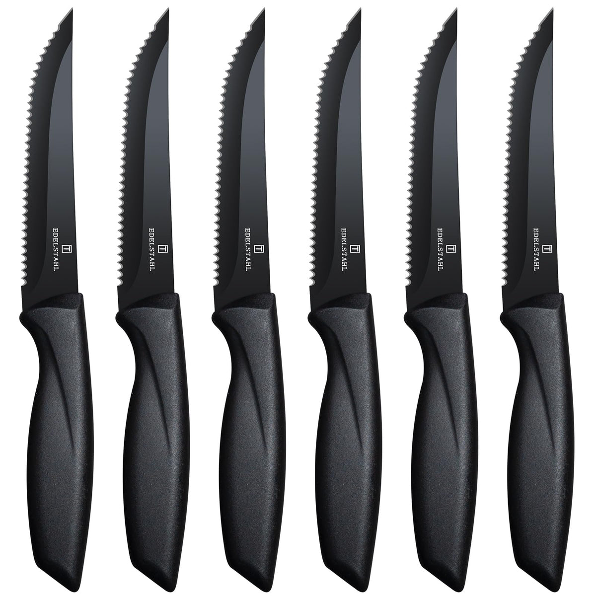 Targzier premium steak knives set 6 black with razor-sharp blades for precise cuts