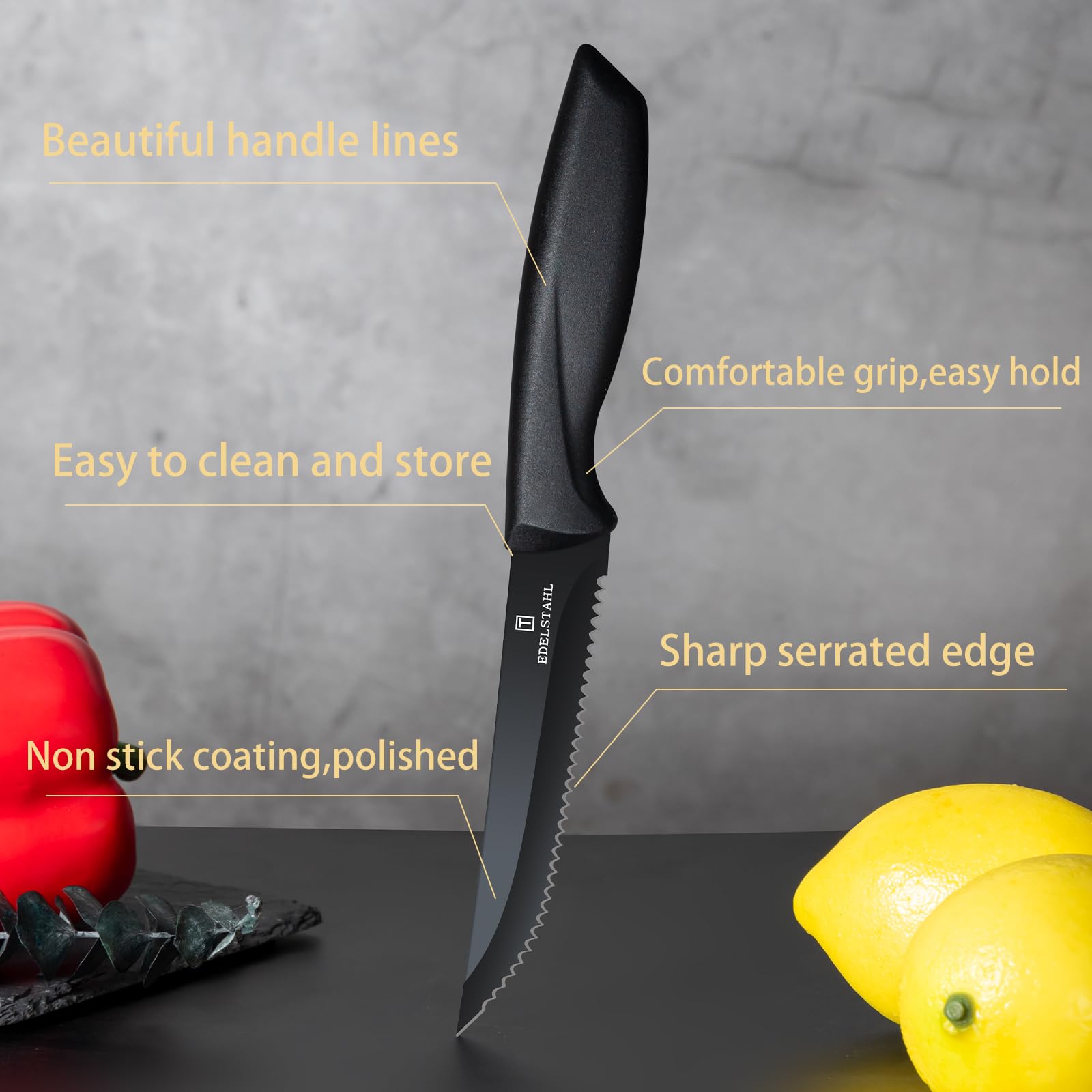 Targzier serrated edge steak knives deliver clean cuts through beef and poultry