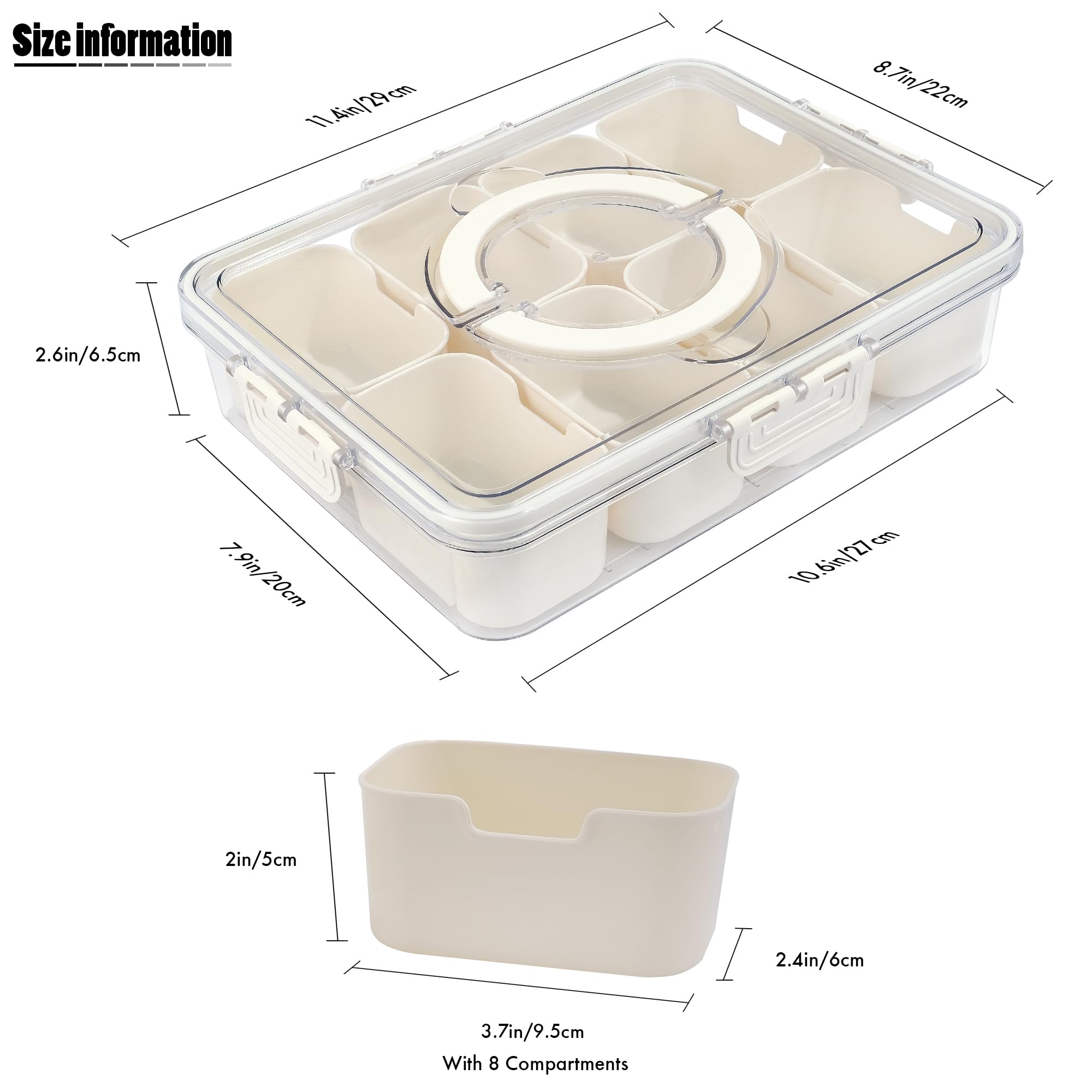 TAROSE Snackle Box clear lid shows contents for fridge organization.