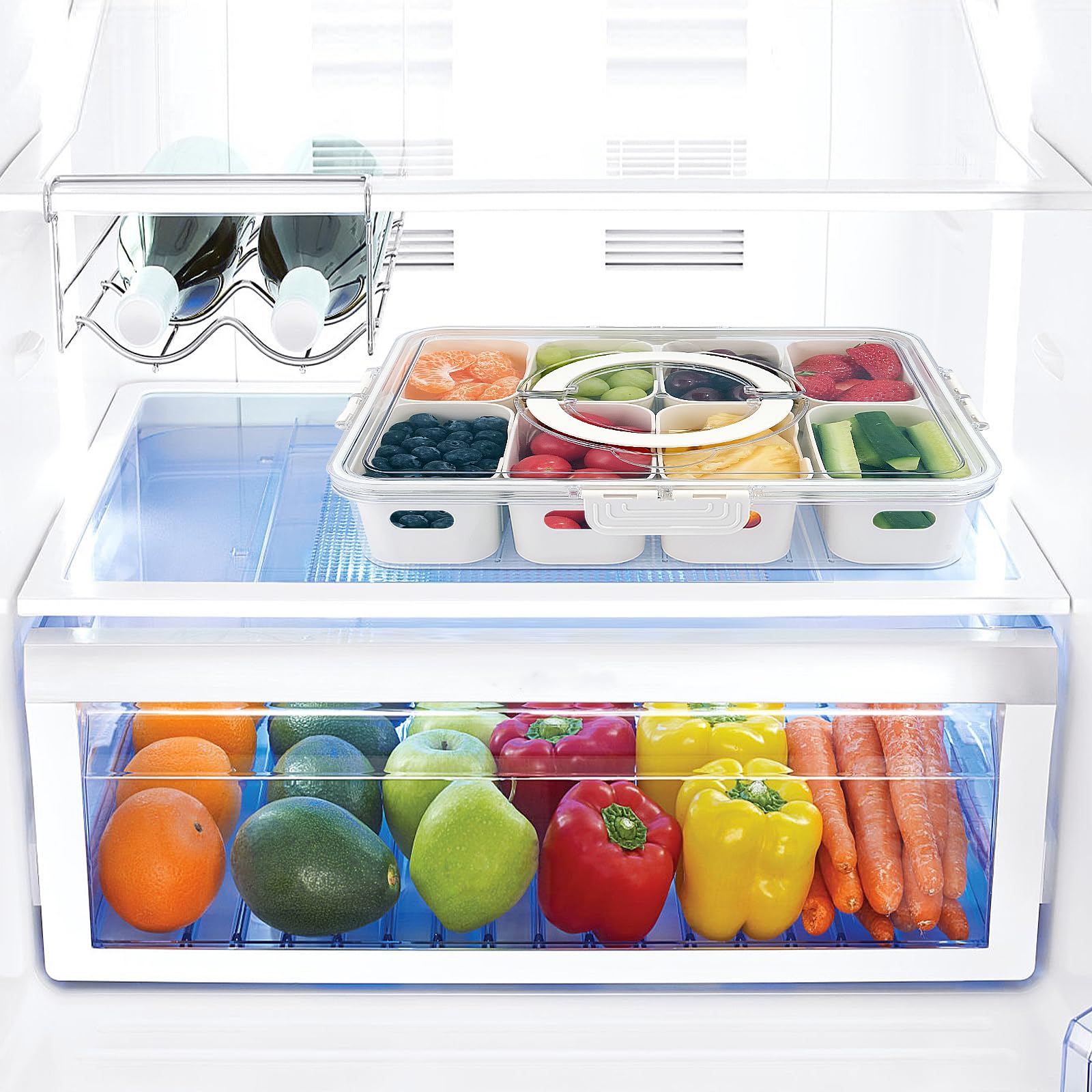 TAROSE Snackle Box removable dividers adjust compartment layout.