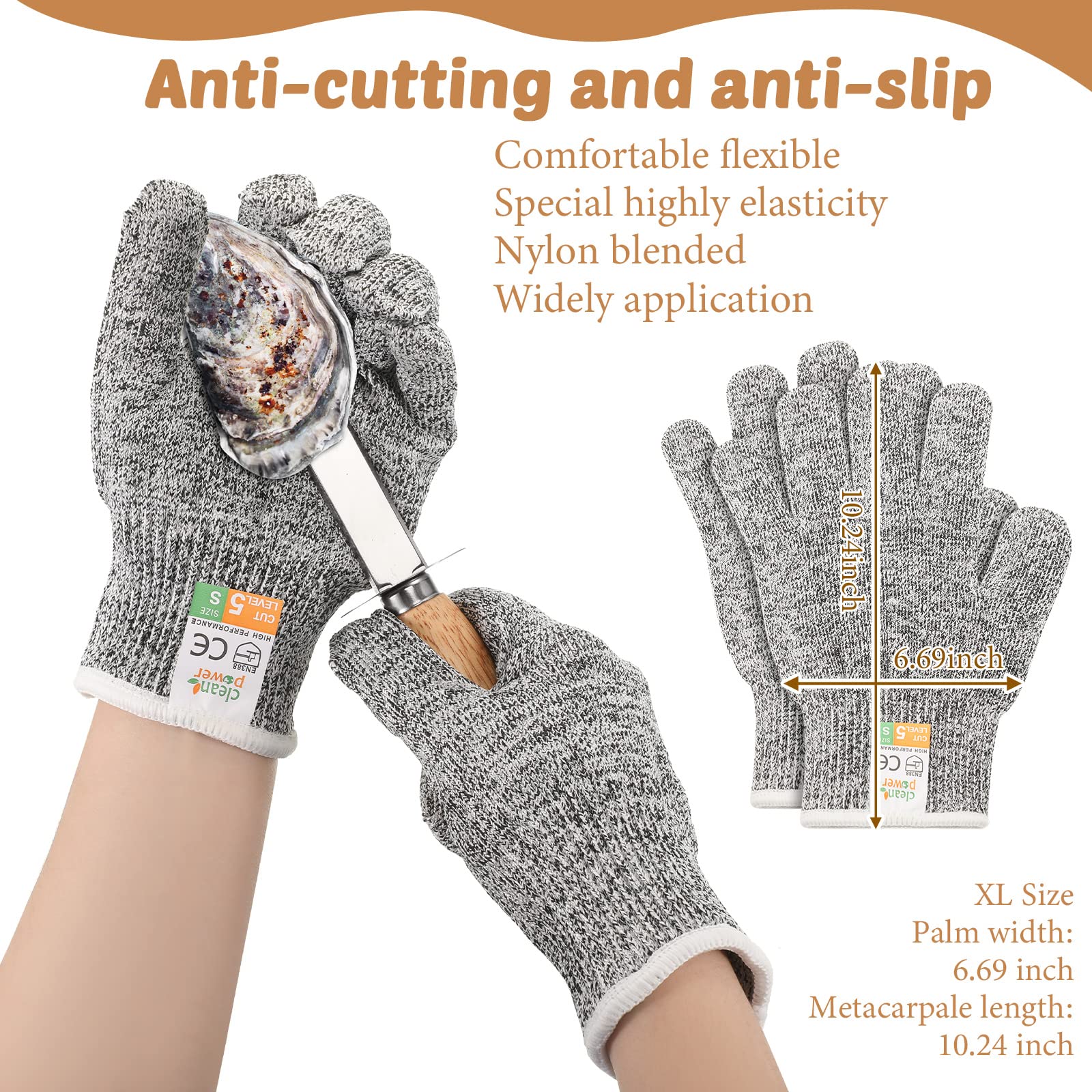 Tarpop cut-resistant gloves level 5 protecting hands during oyster prep