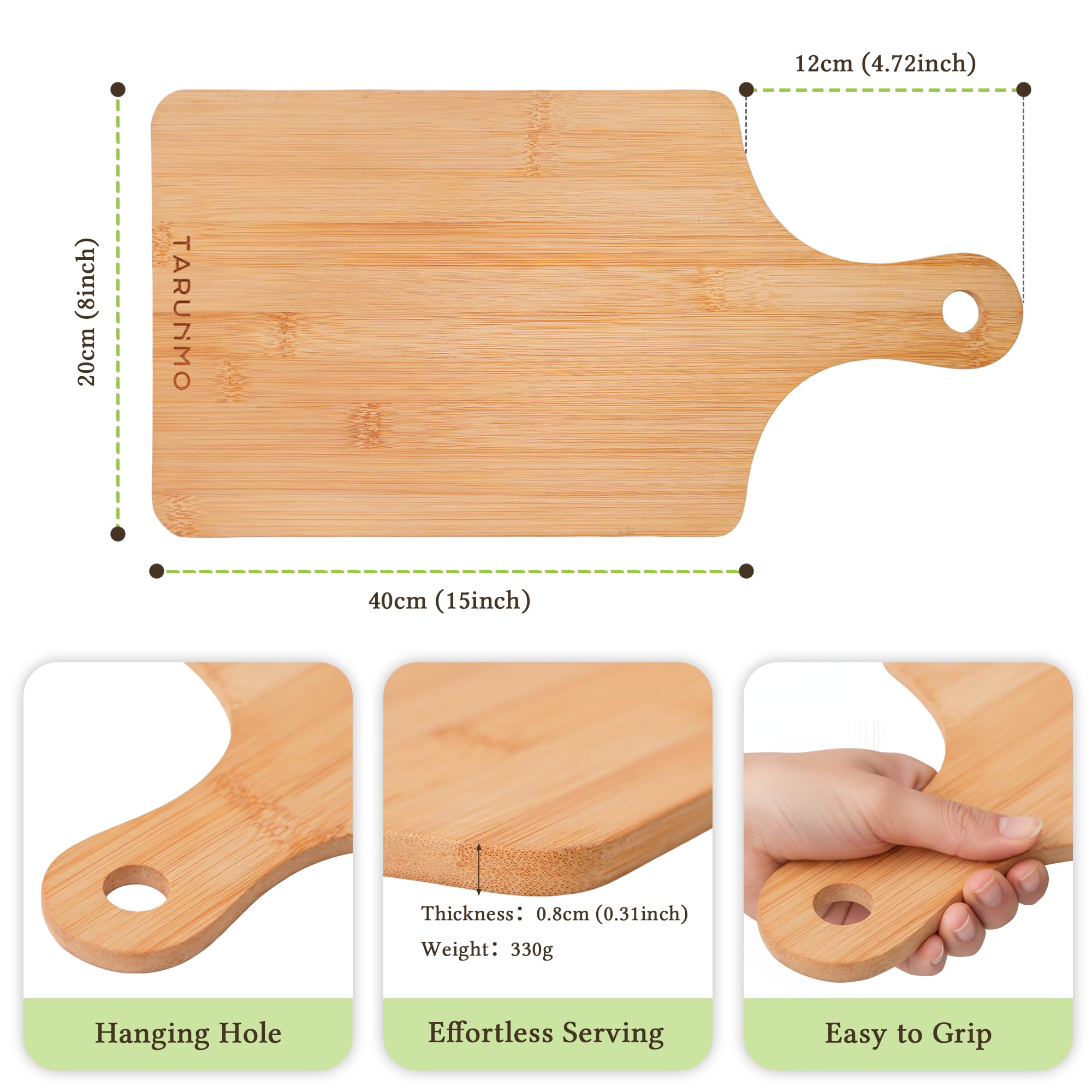 Tarunmo bamboo cutting board close-up shows natural grain and durability
