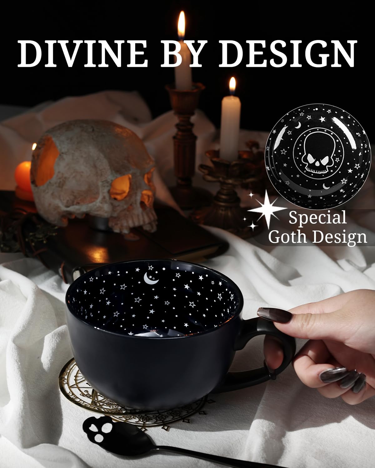 Taruzil skull spoon with 304-grade stainless steel, easy stirring.