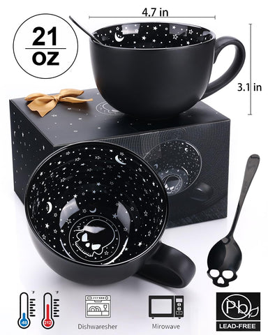 Taruzil skull spoon stainless steel complements the mug for easy stirring