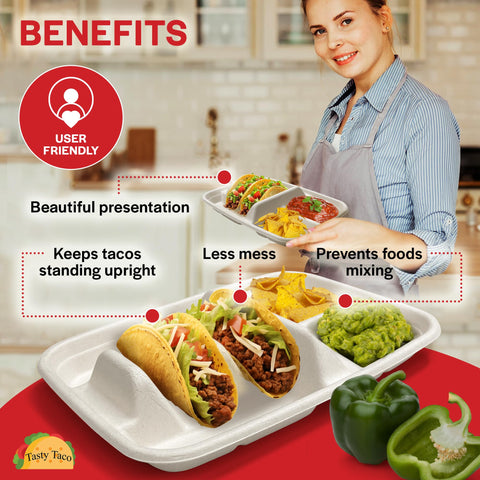 Tasty Taco taco bar serving set for effortless event presentation.