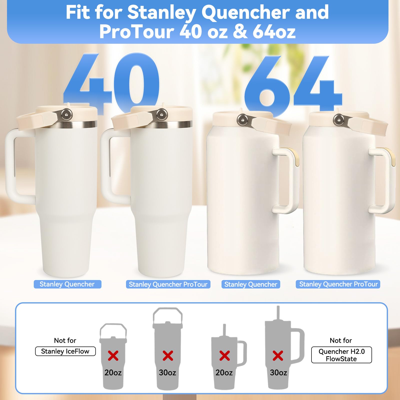 Tatamy leak-proof top with handle shown on Stanley tumbler for transport.