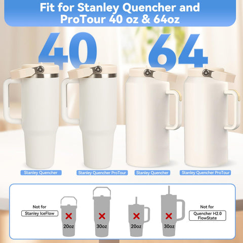 Tatamy leak-proof top with handle shown on Stanley tumbler for transport.
