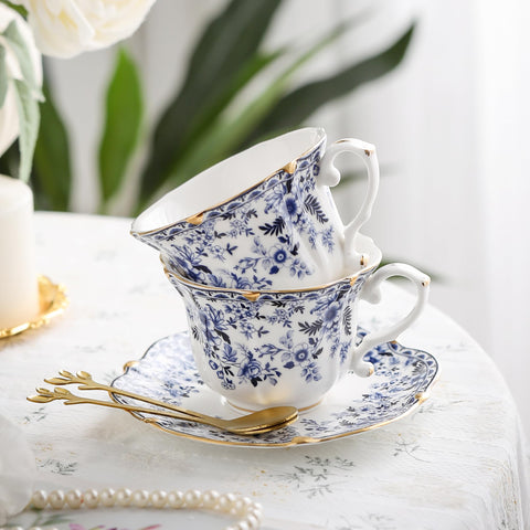 TATSUMI bone china teacup with floral pattern enhances table decor