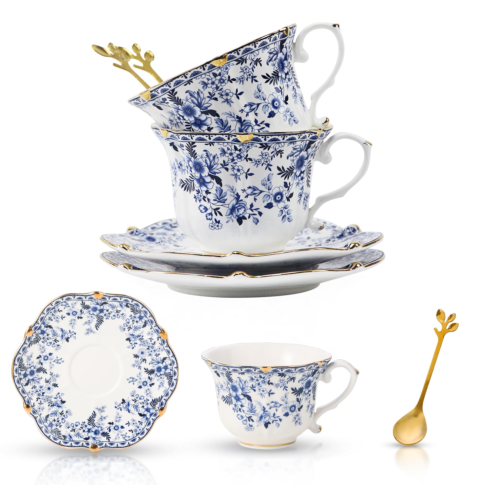 TATSUMI country roses teacup and saucer set for elegant tea moments