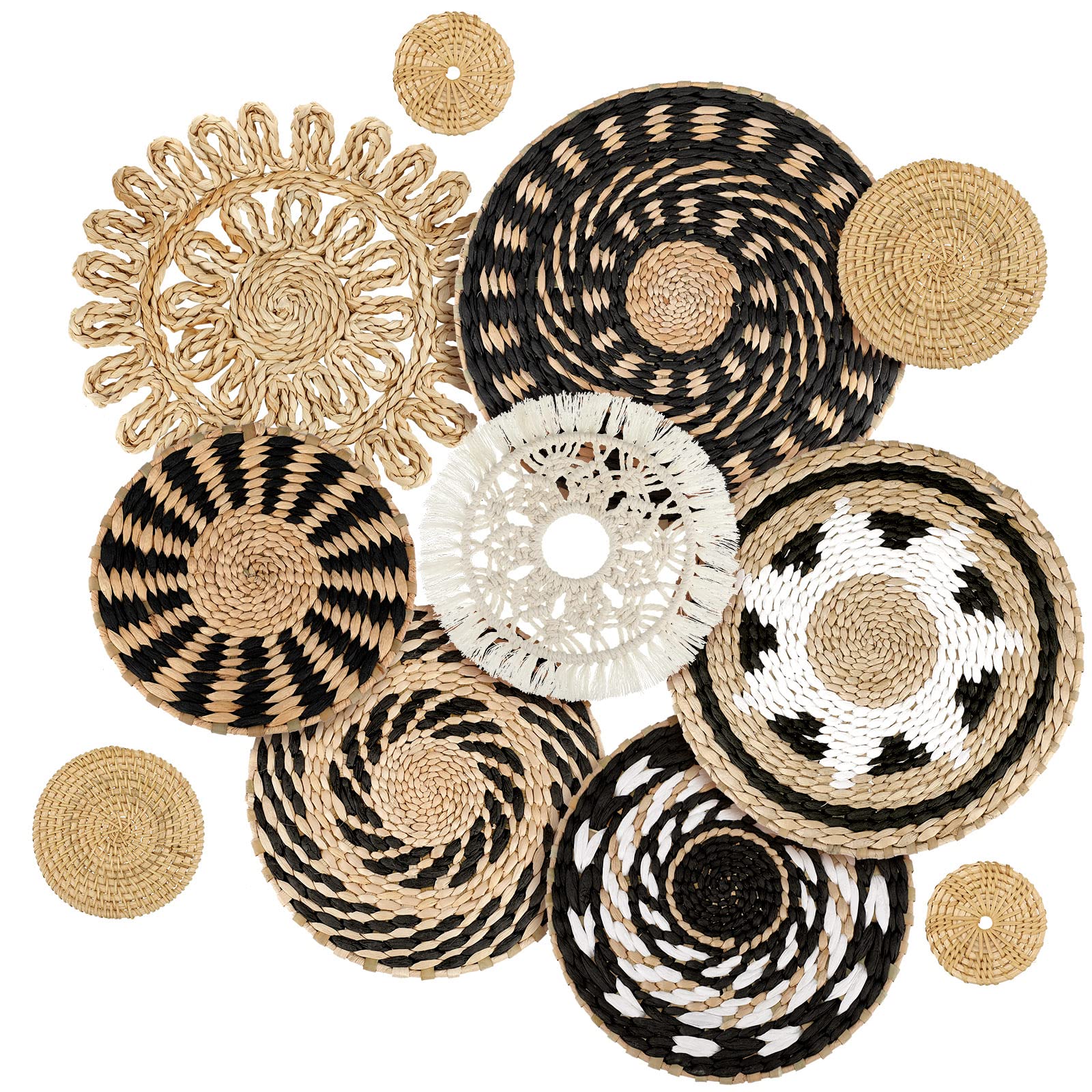 Tatuo boho wall basket round 01 on wall for rustic decor and storage