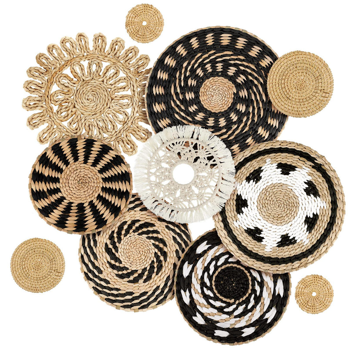 Tatuo boho wall basket round 01 on wall for rustic decor and storage
