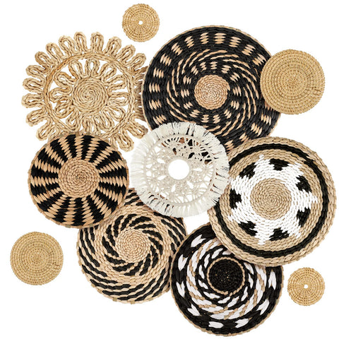 Tatuo boho wall basket round 01 on wall for rustic decor and storage