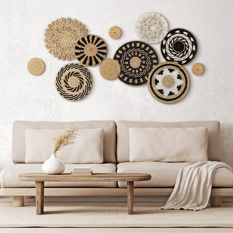 Tatuo boho wall basket round 02 wall decor with keys and small items