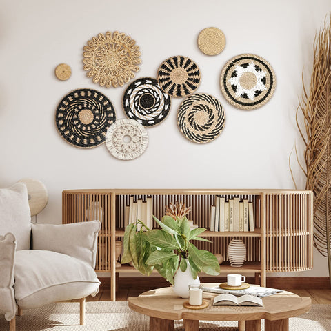 Tatuo boho wall basket round 06 brightens space beside mirror