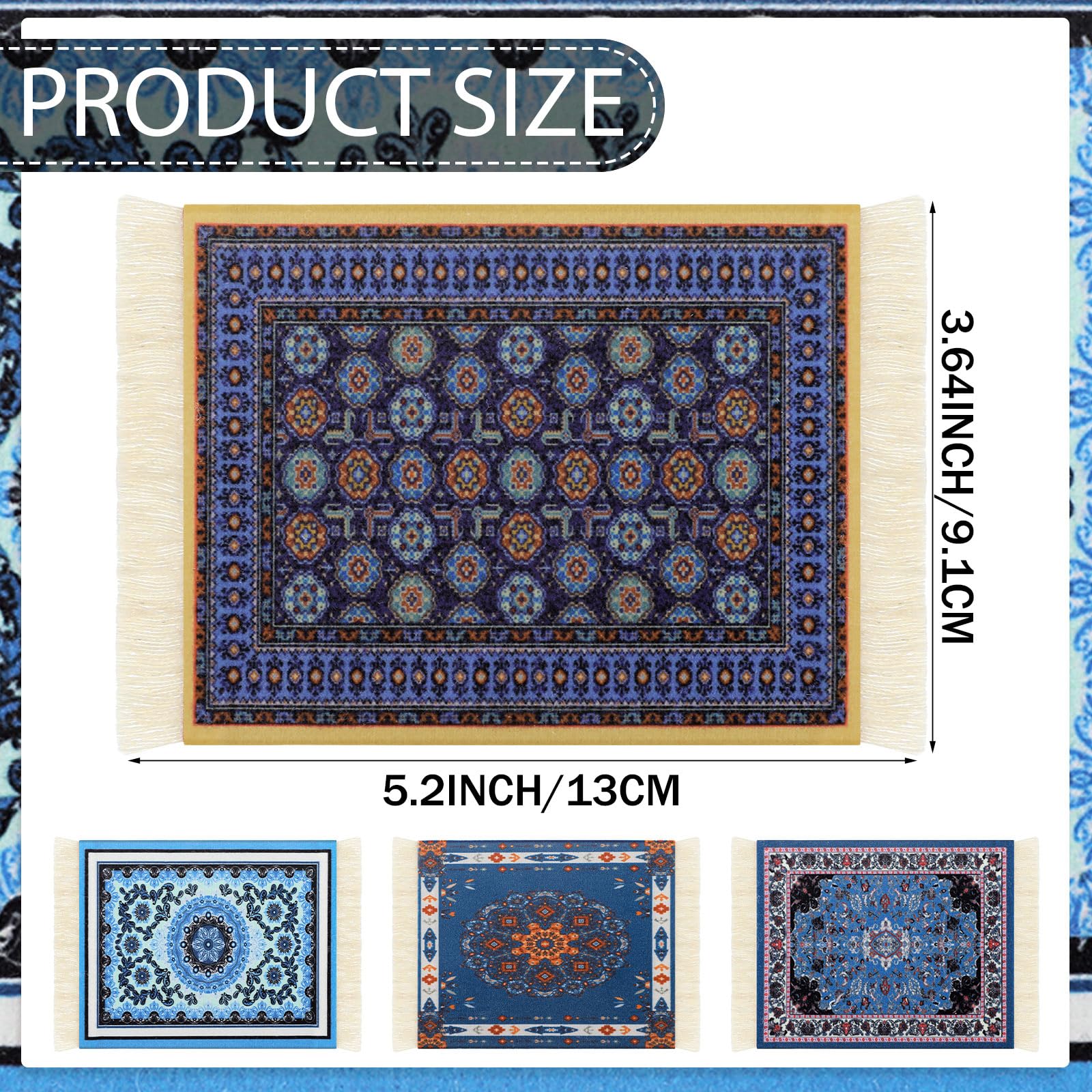 Tatuo carpet coasters fringed edges; velvet top and non-slip base