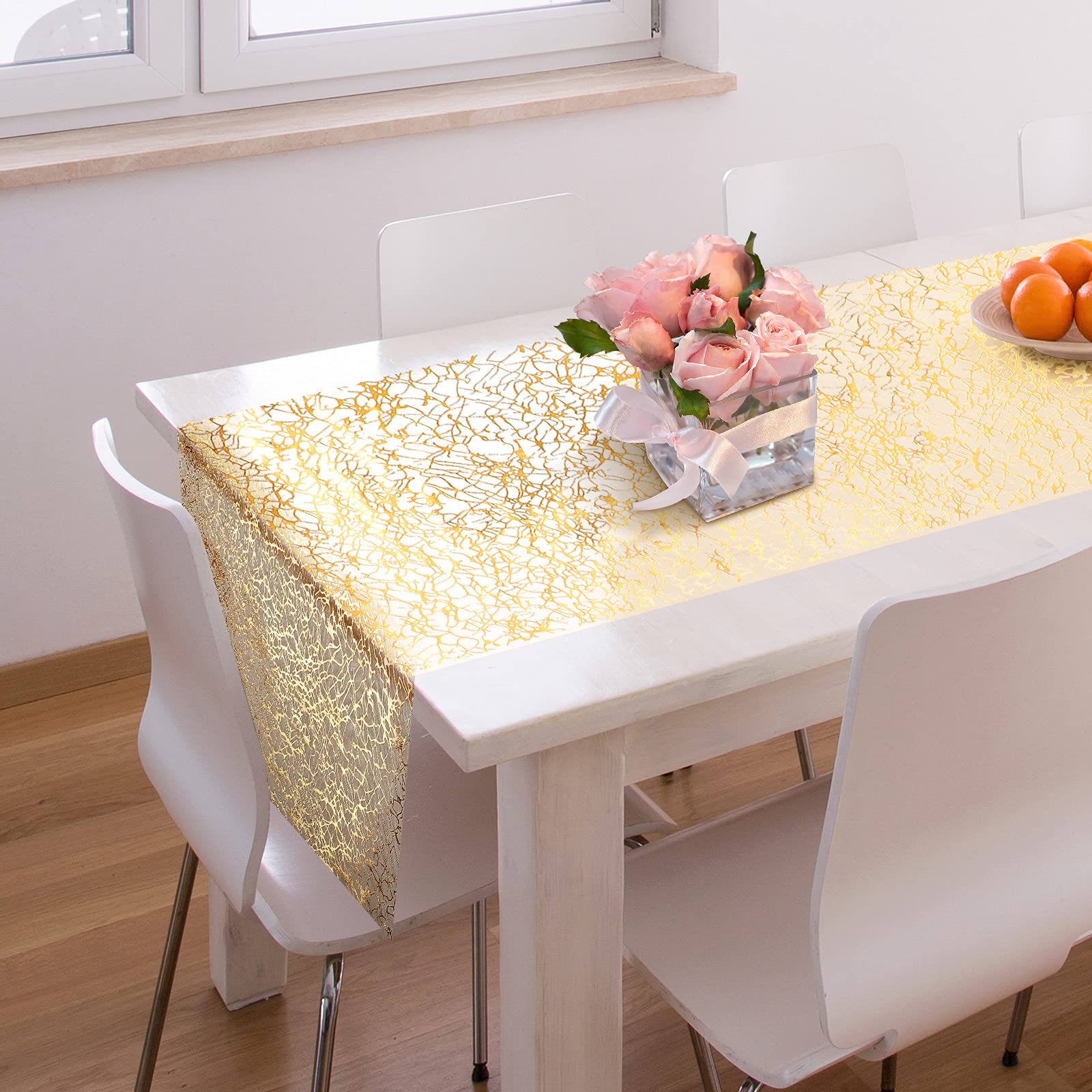 Tatuo gold runner with rectangular layout for centerpiece decor
