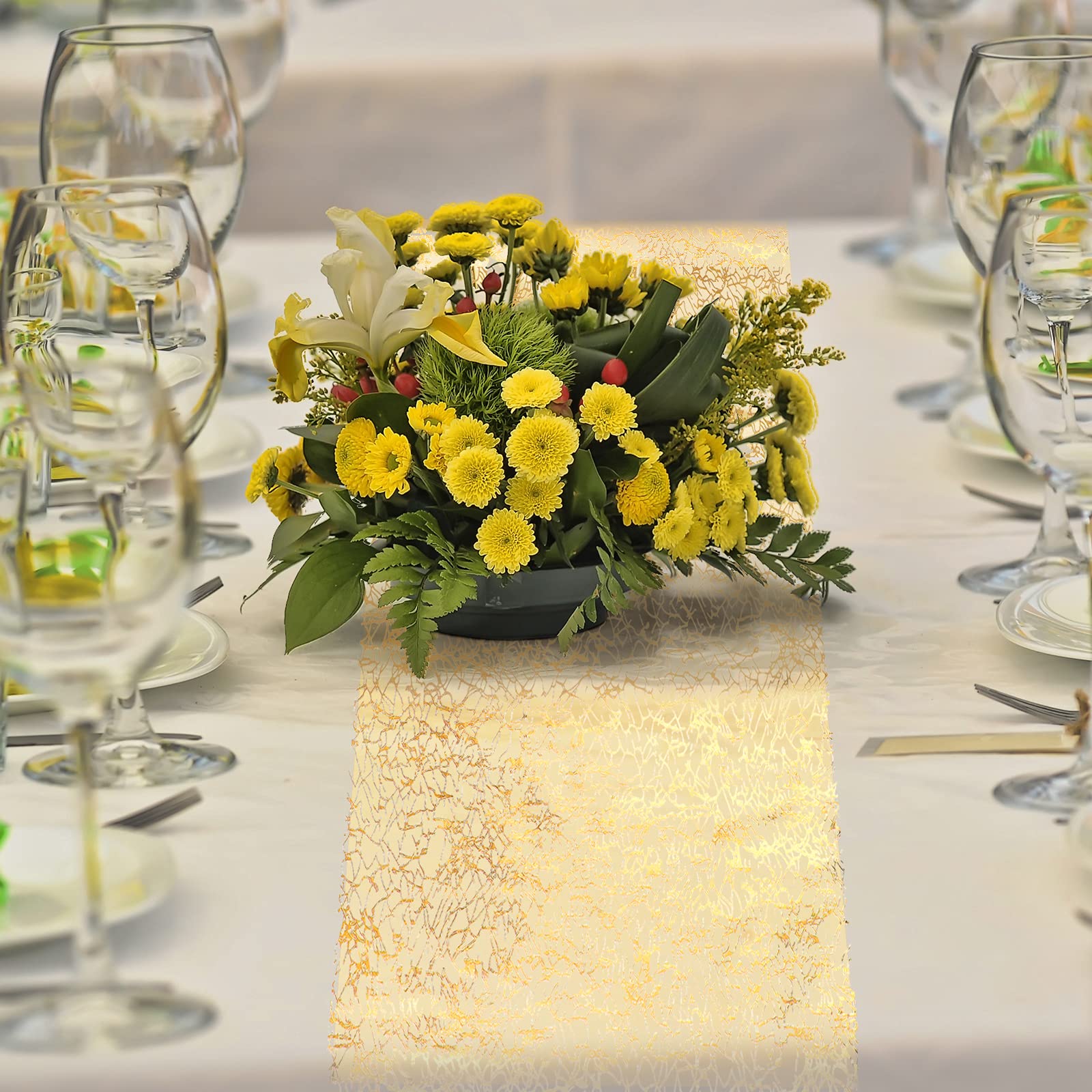 Tatuo gold table runner adds festive shine to dinner party