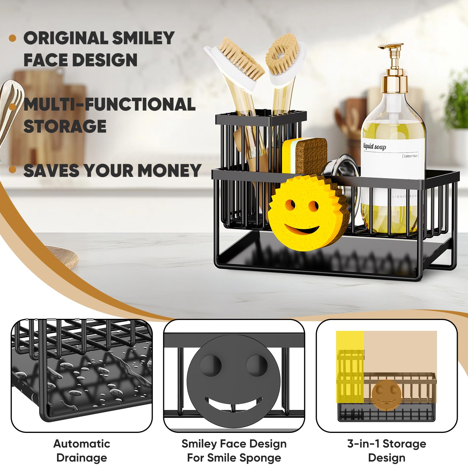 Taugast removable brush holder keeps dish brushes tidy and accessible