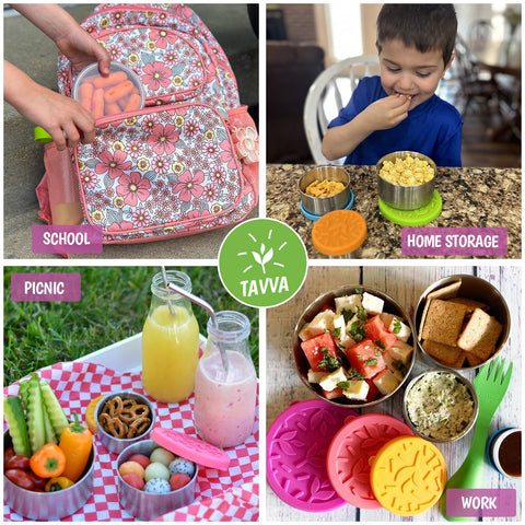 TAVVA 12oz kids snack container with open lid for easy access