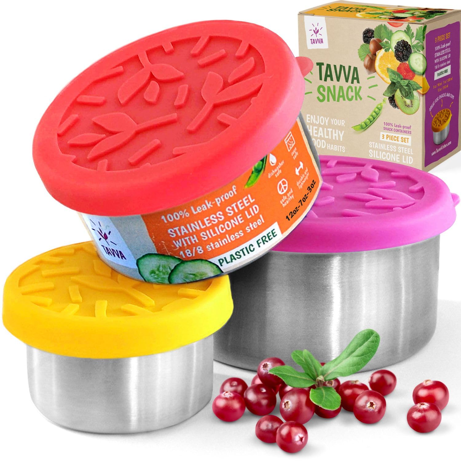 TAVVA 12oz kids snack container with sealed lid for leakproof school lunches